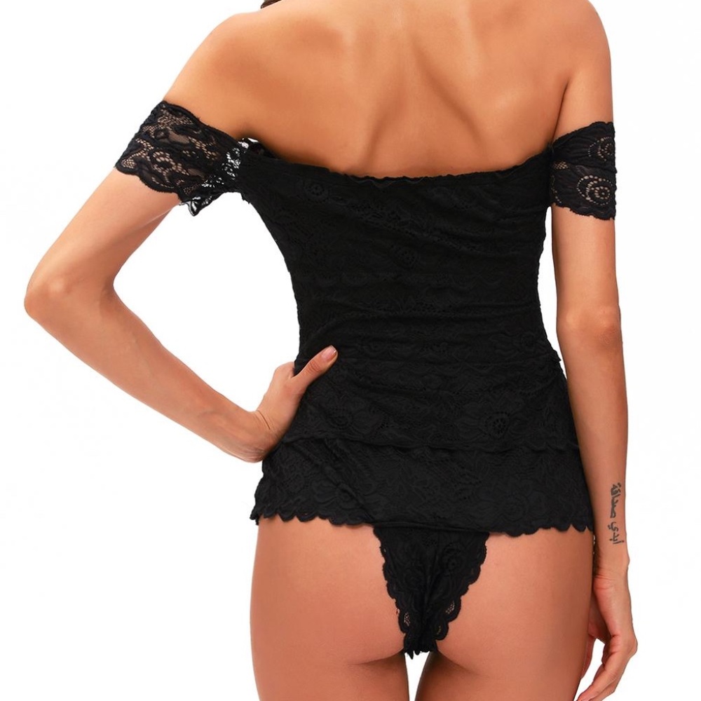 *ONE LEFT* Charis Black Lace Off Shoulder Bodysuit - Picture 3 of 10